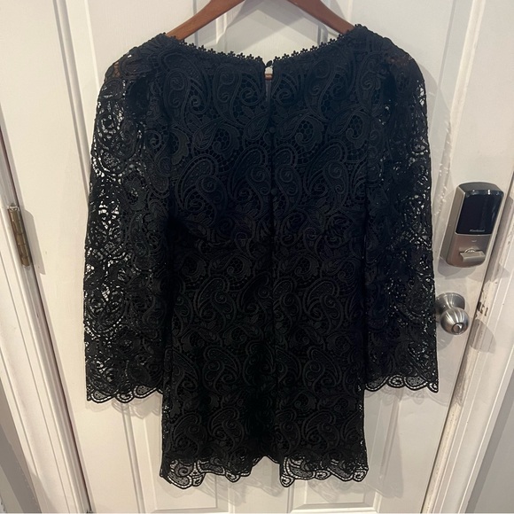 Anthropologie Maeve Embroidered Lace Dress Black Mini Long Sleeve Cocktail - Picture 8 of 10